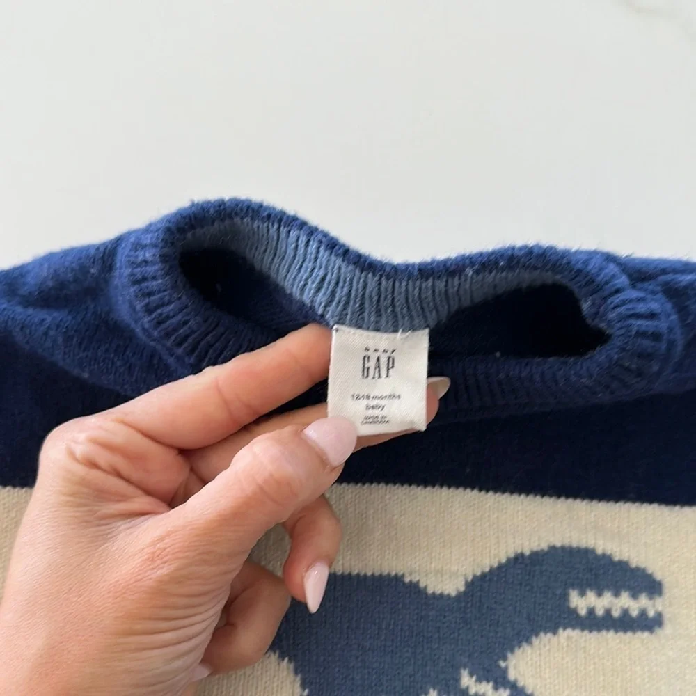 Gap baby Dinosaur Sweater - Blue, Cream, Green
